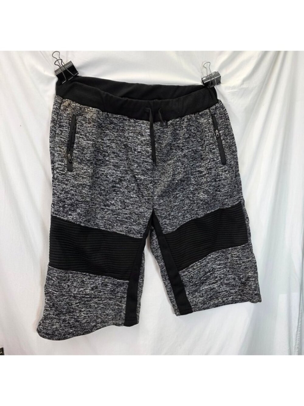 Red Rhino 3XL Knit Moto Shorts Zipper Pockets Gray